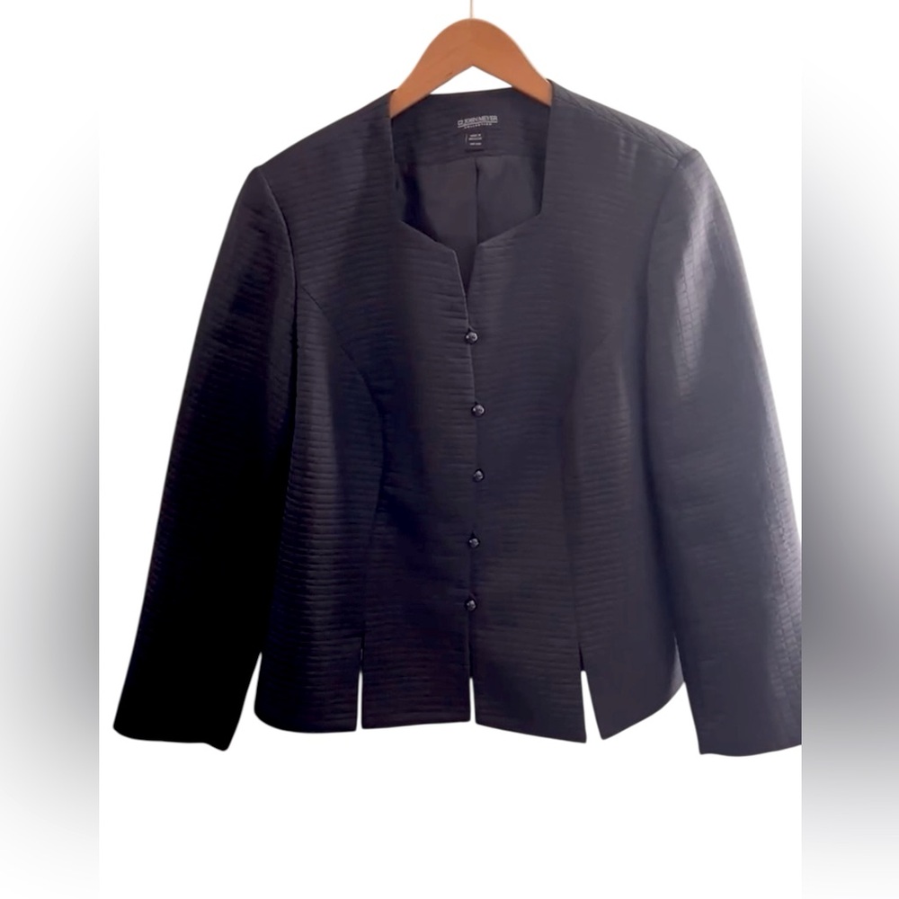 JOHN MEYER Black Textured Women's Suit Jacket Sz 16W